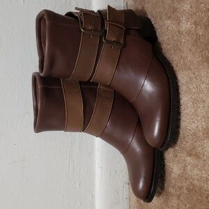 Sendra Debora Brown Leather Biker Cowgirl Western Moto Ankle Boots 7.5 Buckle